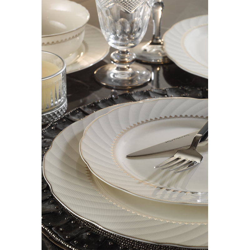 Elegant 56Ps Dinner Set, 100% Porcelain, White, Includes 6 Serving Plates (10.6 in), 6 Deep Plates (9.1 in), 6 Dessert Plates (8.3 in), 6 Bowls (5.9 in), 3 S Platters (9.4 in), 1 L Platter (11 in) Dishwasher & Microwave Safe, Perfect for Entertaining
