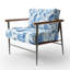 Chaise rembourrée Boho - bleu et blanc-1785355835