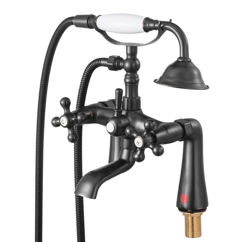 Clawfoot Tub Faucet, Deck Mount Bathtub Faucets with Handheld Shower, Vintage Oil-Rubbed Bronze Clawfoot Tub Filler Faucet Shower Kit with 360° Rotation Spout & 59-inch Long Hose for Bathtubs