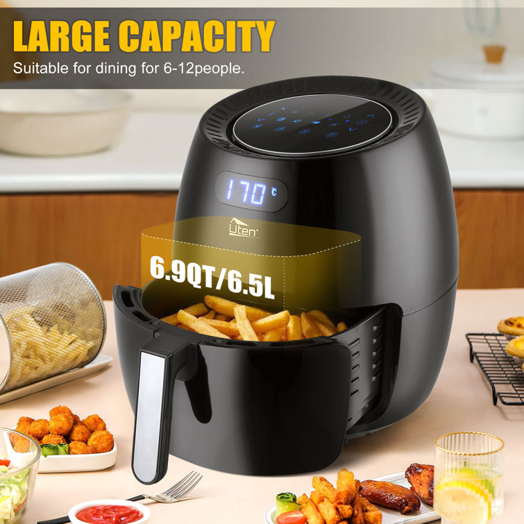 NutriChef Oven 2 Quart-1000w Power Oilless Dry Machine Large Capacity  Family Size Air Fryer Removable Deep Non-Stick Teflon Fry Basket, Roasting  Plate
