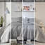 4 pièces d'édredon pour lit double / grand lit gris, avec pince, coffre-fort, lavable en machine, avec coussin décoratif et rayures tissées, preuve