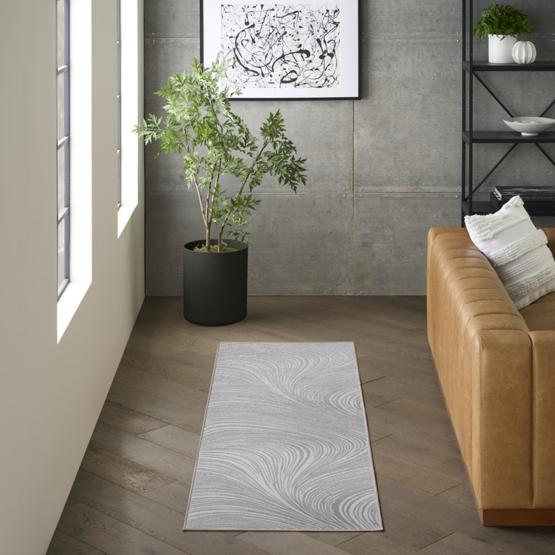 Tapis d'intérieur moderne DKNY Central Park West, Tapis de couloir 2 pi x 6 pi, Gris