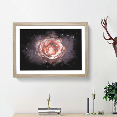 Pink Tipped Rose Flower - Picture Frame Graphic Art Print