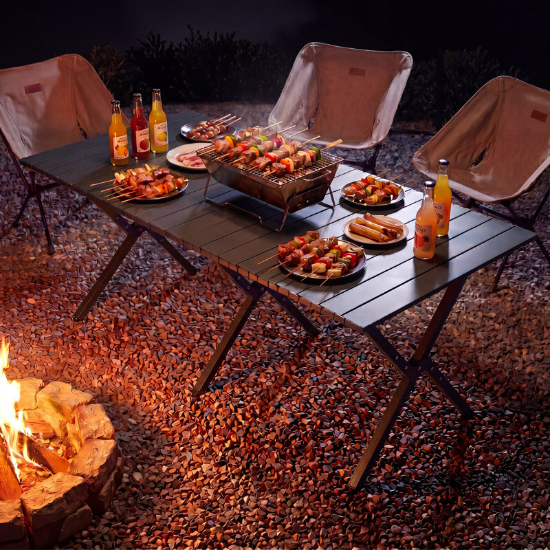 Table de camp pliable en acier légère, Black
