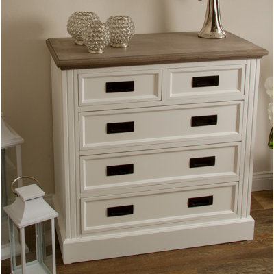 Clearwater Solid Wood 85cm W 5 - Drawer Chest of Drawers