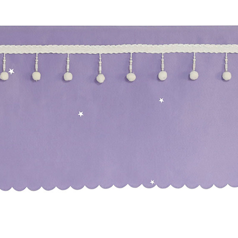 Purple Star Print Pom Pom Valance Curtain, Single Panel Light Filtering Window Valance With Scalloped Edge, L 91 po x L 18 po