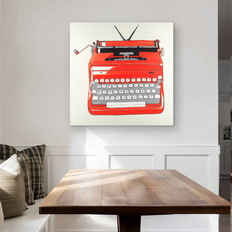 Red Typewriter Machine Vintage Metal Print | Home Decor