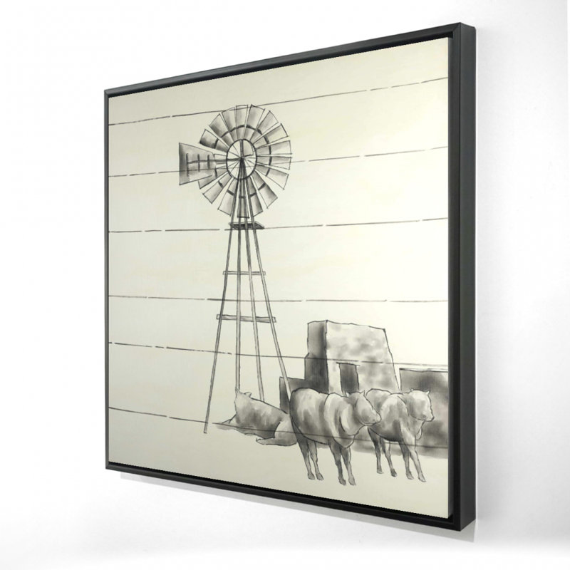 Vintage Old Texas Windmill - Framed Canvas Home Decor