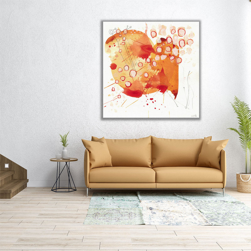 «Orange Wildflowers», reproduction d'art sur toile, H 12 po x l 12 po
