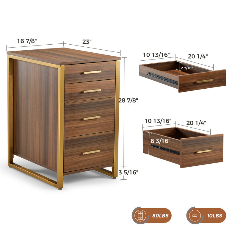 Chaseburg 16.85'' Wide 4 -Drawer File Cabinet, Gold/Brown