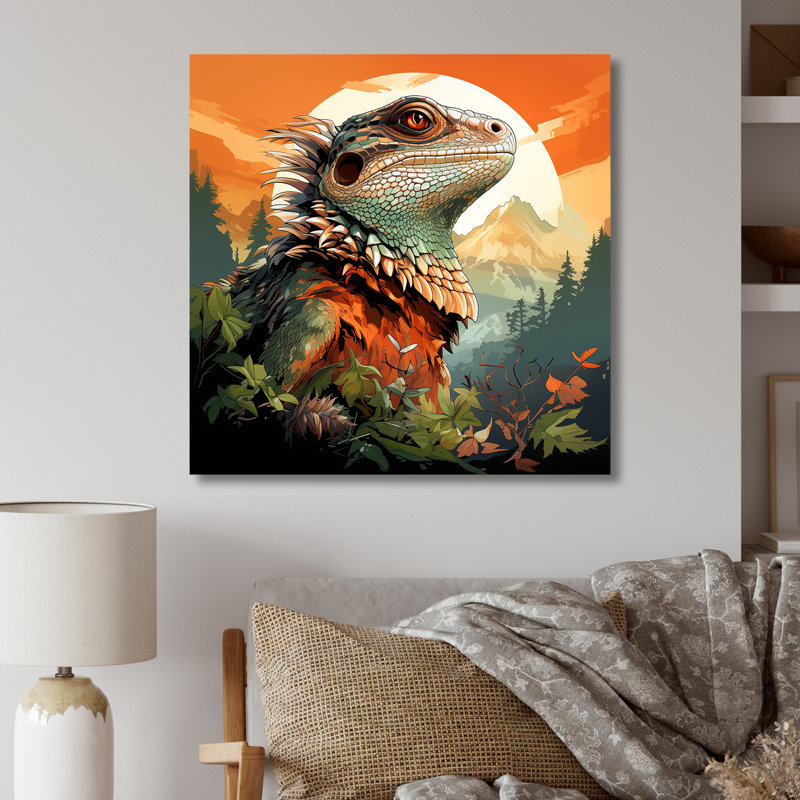 Forêt, lézard, art mural en métal, H 36 po x l 36 po