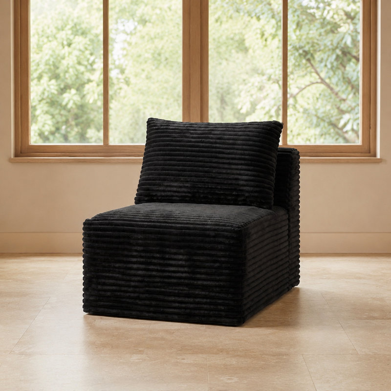 Canapé modulaire moderne avec revêtement en velours côtelé moelleux, conception sans pattes à profil bas pour les espaces de vie contemporains et les agencements de sièges de chambre à coucher