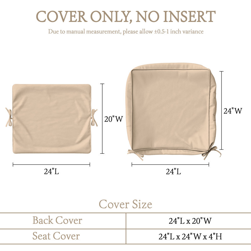 Housses pour coussins d'extérieur toutes saisons pour meubles d'extérieur, housses seulement, 6, L 24 po x P 24 po, Sable