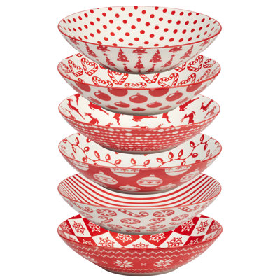 Peppermint Candy Set of 6 Soup Bowl asst