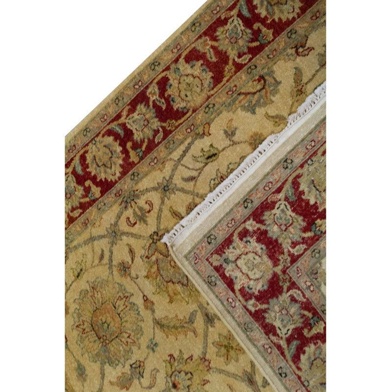 Wool Oriental Area Rug in Ivory/Red
