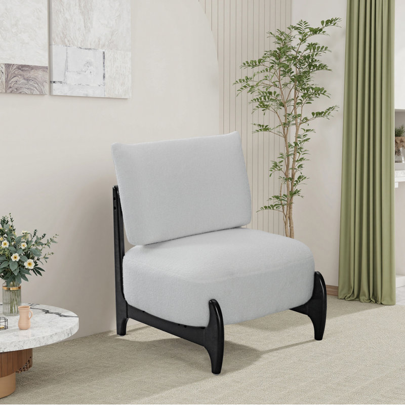 Chaise de loisirs en bois massif au design moderne et simple, équipée d'un siège et d'un dossier moelleux, pouvant être utilisée dans le salon ou la chambre à coucher, blanc