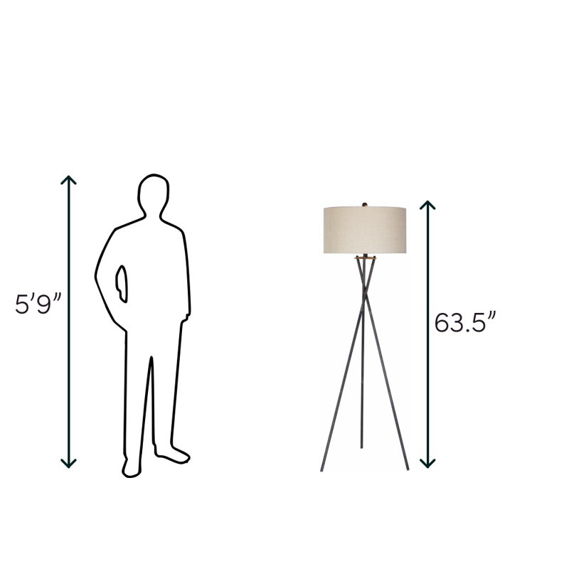 Dorthe 63.5'' Tripod Floor Lamp, Rusted Silver