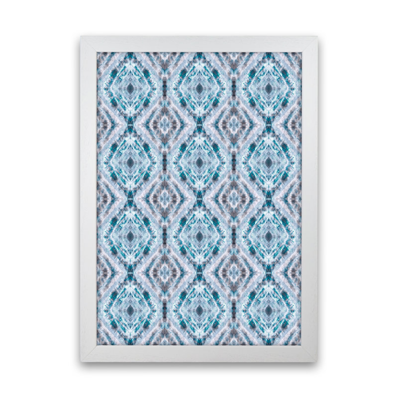 Boho Shibori Blue - Print, 63cm H x 46cm W x 3cm D, White Framed
