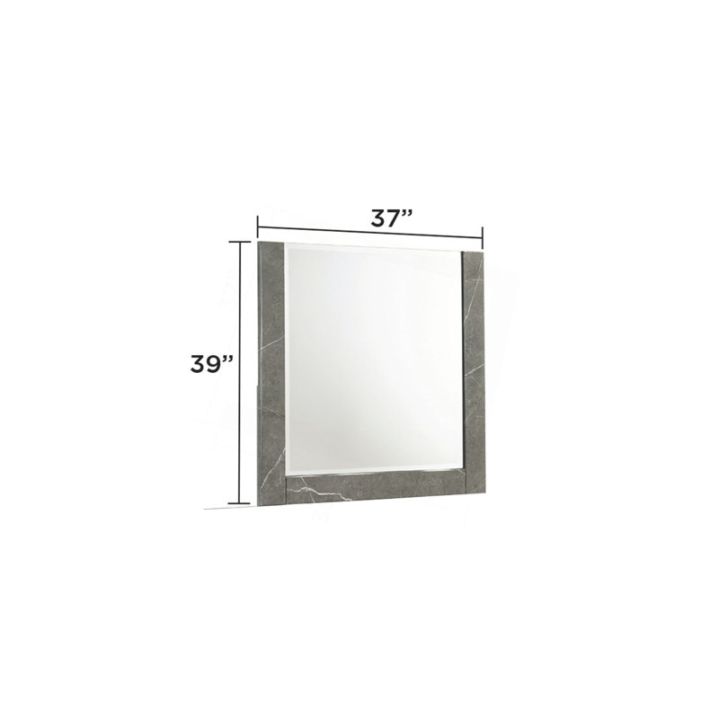 Miroir - cadre en marbre et laque bicolore ultrabrillant avec grande surface réfléchissante et design élégant - gris (miroir inclus seulement)
