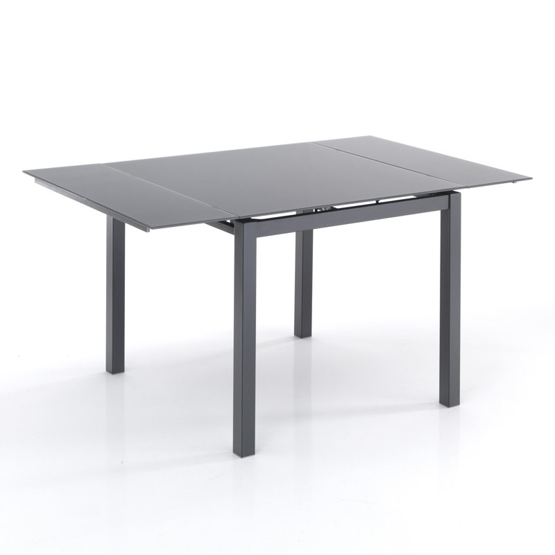 Temperance Glass Top Metal Base Dining Table, Grey
