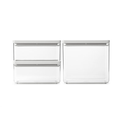 Brabantia Tasty+ Stackable Canister, Set of 3,  2x1.5 Liter and 1x3.5 Liter