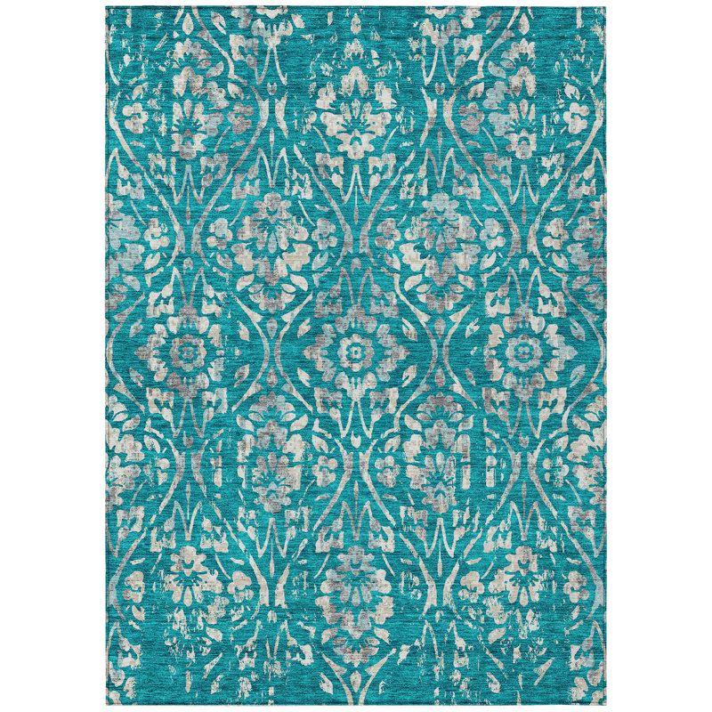Maliana Washable Floral Indoor / Outdoor Rug, Rectangle 8' x 10'