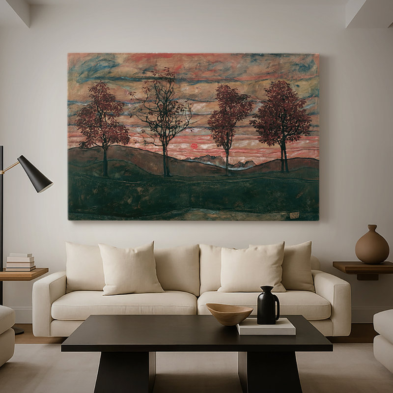 Quatre arbres (Vier Bäume) - Egon Schiele - Toile tendue avec châssis - 1917, 40 po x 60 po