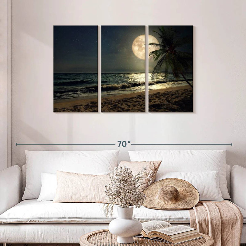 Supermoon sur une plage, H 28 po x l 45 po