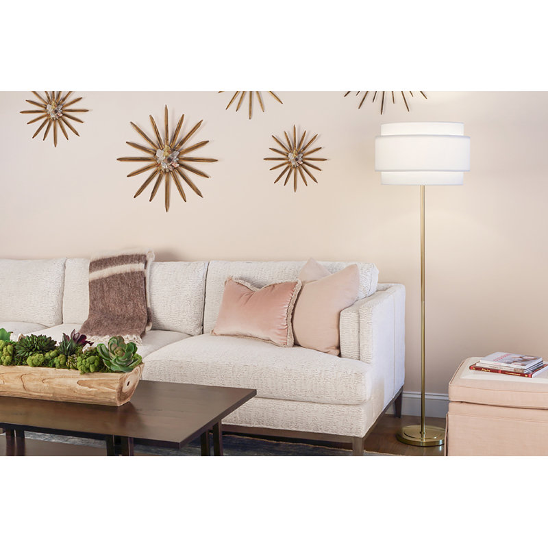 Lampe sur pied 62,75 po Decker, Blanc Ascot, Laiton moderne