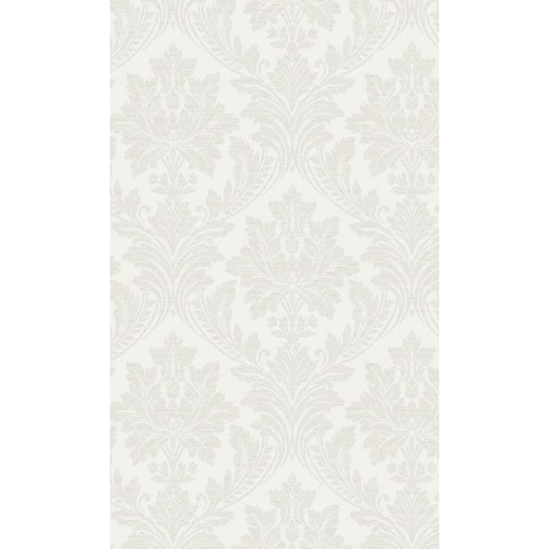 Rouleau de papier peint à motif floral damassé Somaya 33 pi x 21 po, Blanc