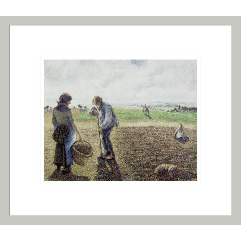 «Peasants in the Fields Eragny» par Camille Pissarro, impression giclée encadrée, 13,75 po H x 15,82 po L