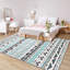 Zuri Tribal-Inspired Geometric Rug - Black, Turquoise & White Modern Boho Carpet-202838108