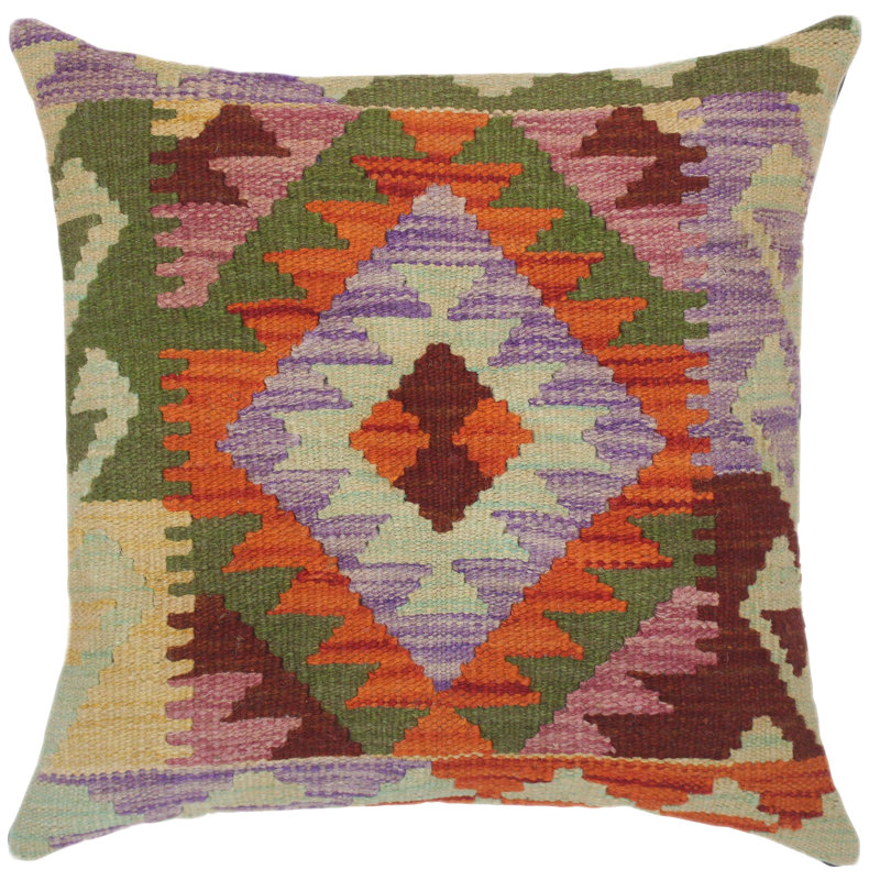 Housse et insert de coussin carré en laine tissé à la main