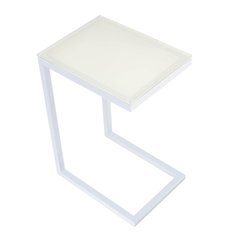 Stretford Glass Top End Table, White, White
