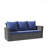 67.7" All-Weather Wicker 3-Seat Patio Sofa With Thick Blue Cushions & Black Frame-966270576