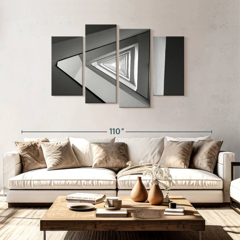 Lilie Infinite Gray Triangles, 48" H x 75" W