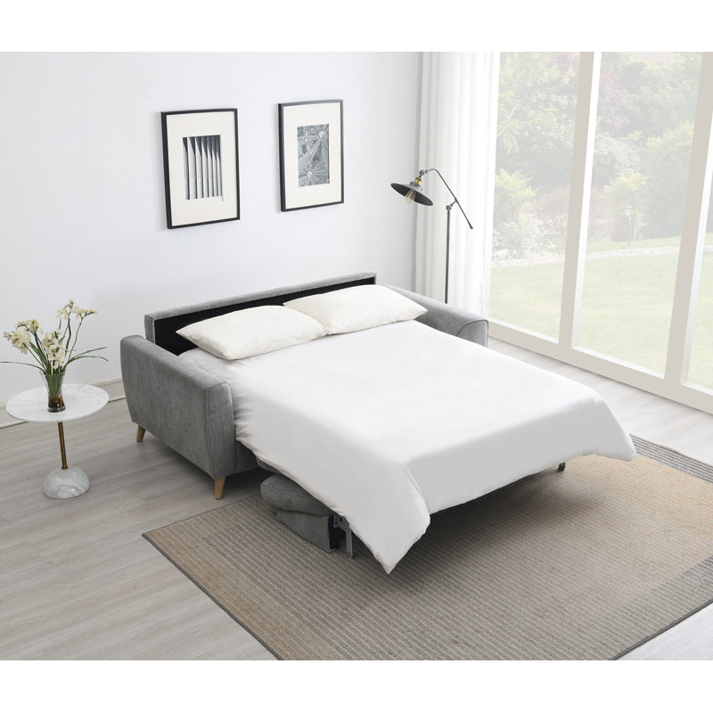 2 Seater Textured Fabric Sofa Bed, Grey