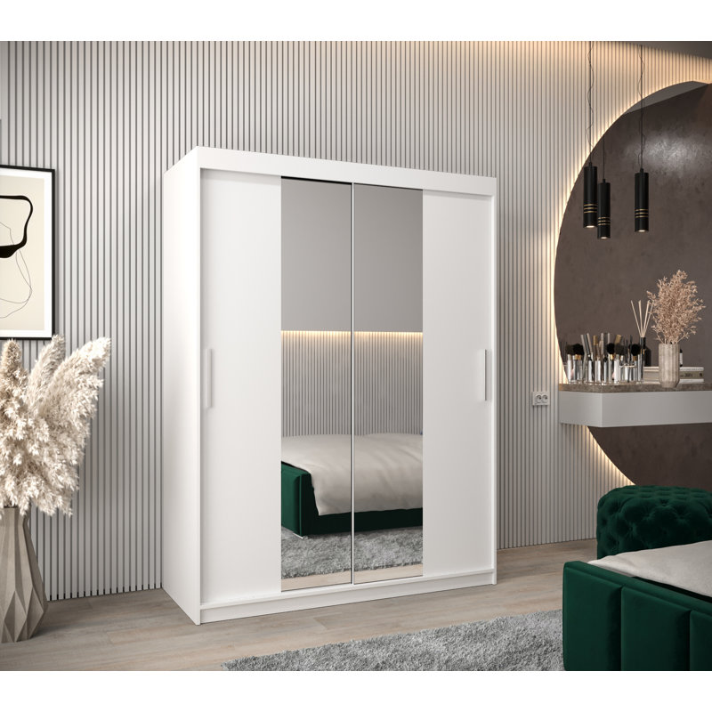 Orwigsburg 2 Door Solid + Manufactured Wood Wardrobe, White Matt