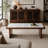 47.24" Sintered Stone Coffee Table, Rectangular Coffee Table with Walnut Wood Veneer Frame, Stain‑Resistant Tabletop for Living Room & Apartment