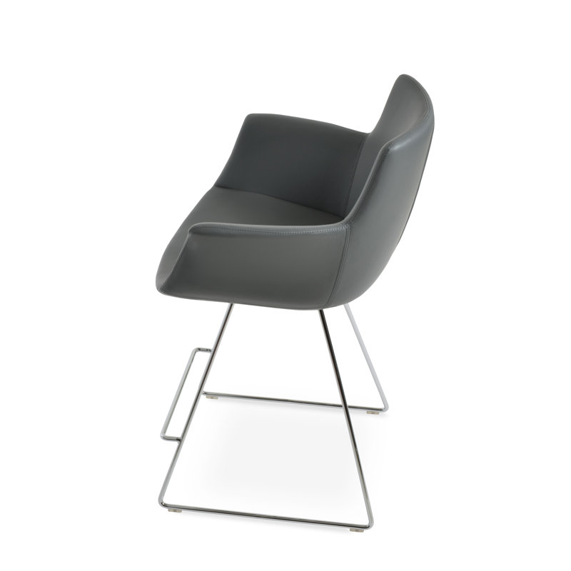 Tabouret Bottega, gris, Chrome, Tabouret de comptoir (siège d'une hauteur de 24 p