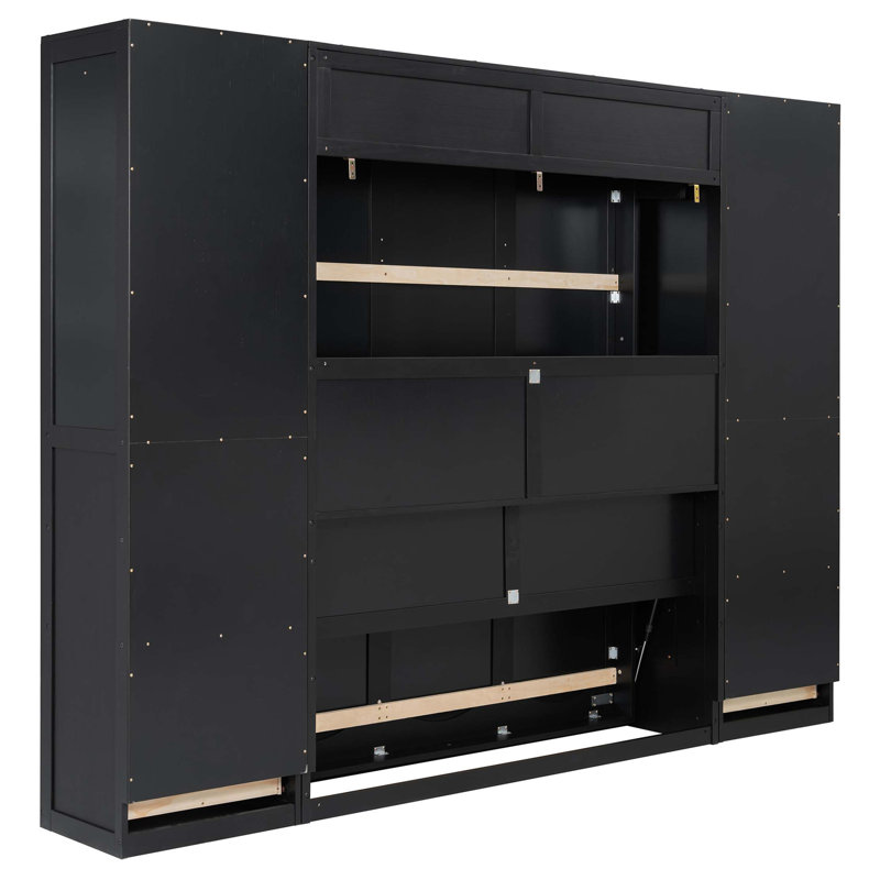 Space-Saving Murphy Bed with Integrated Storage and Oak Veneer