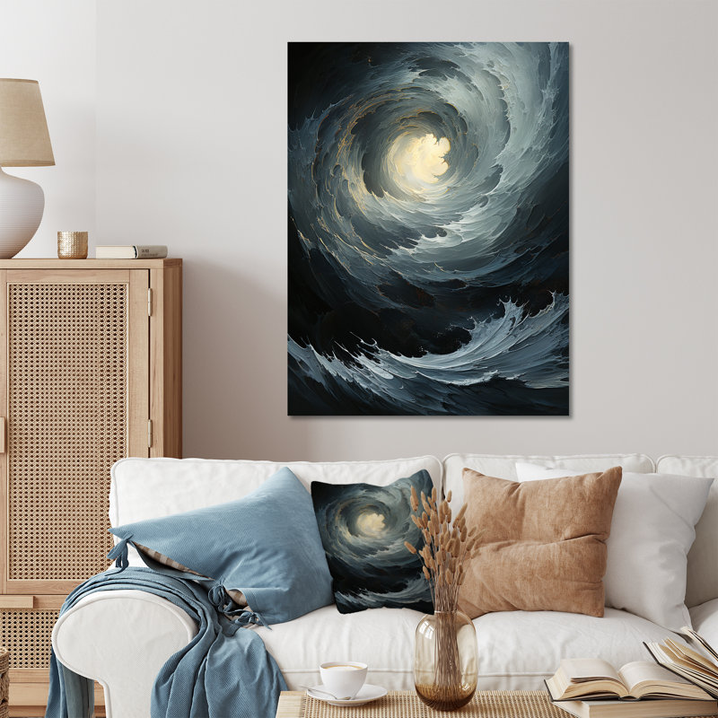 «White and Black Abstract Spiral Waves», art mural abstrait en métal, H 32 po x l 24 po x P 1 po