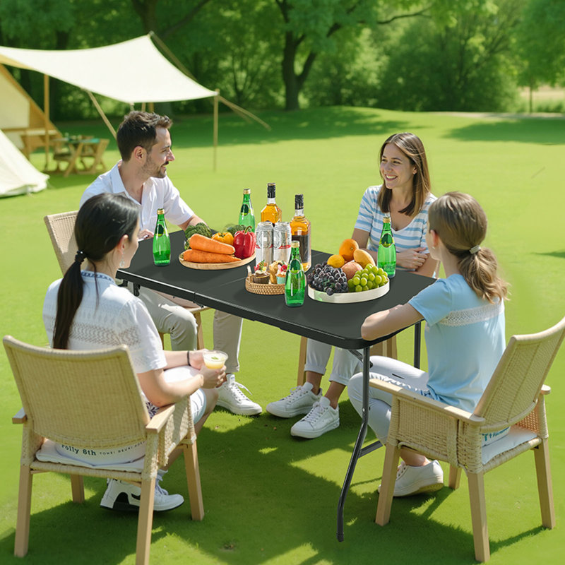 Table pliante en plastique, H 29,1 po x L 70,9 po x P 29,1 po, Noir