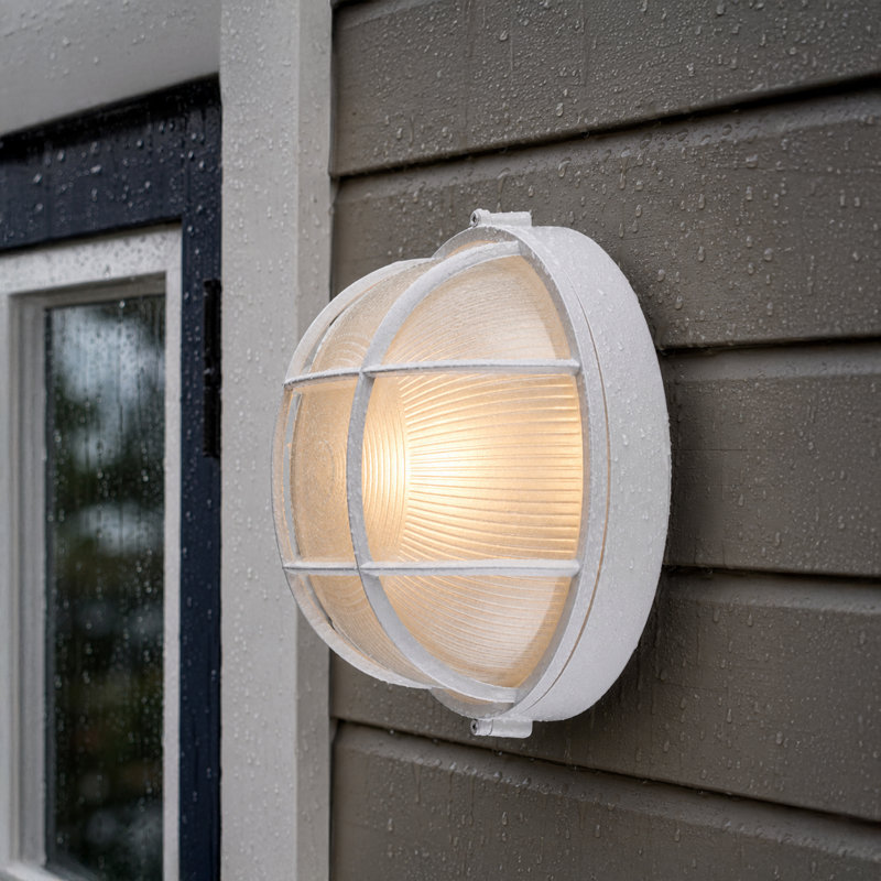 Mindi 1 - Bulb Outdoor Bulkhead Light, White, 10" H x 10" W
