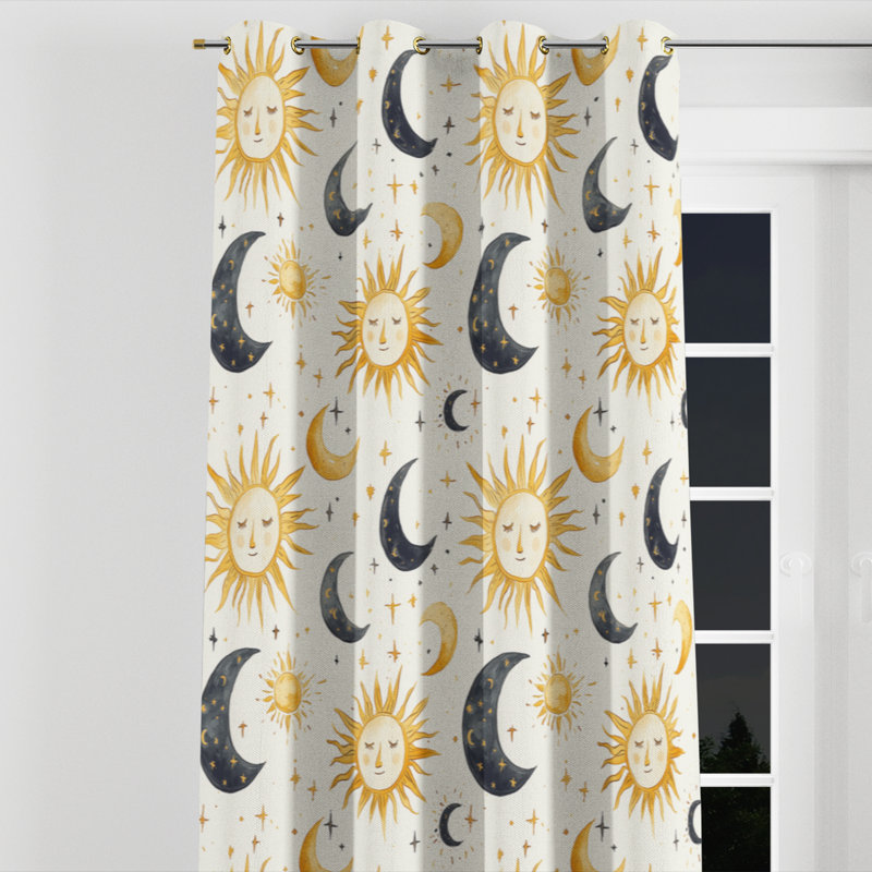 Rideaux Boho - rideau à œillets Sunburst - 1 panneau, Œillets dorés, L 52 po x L 90 po