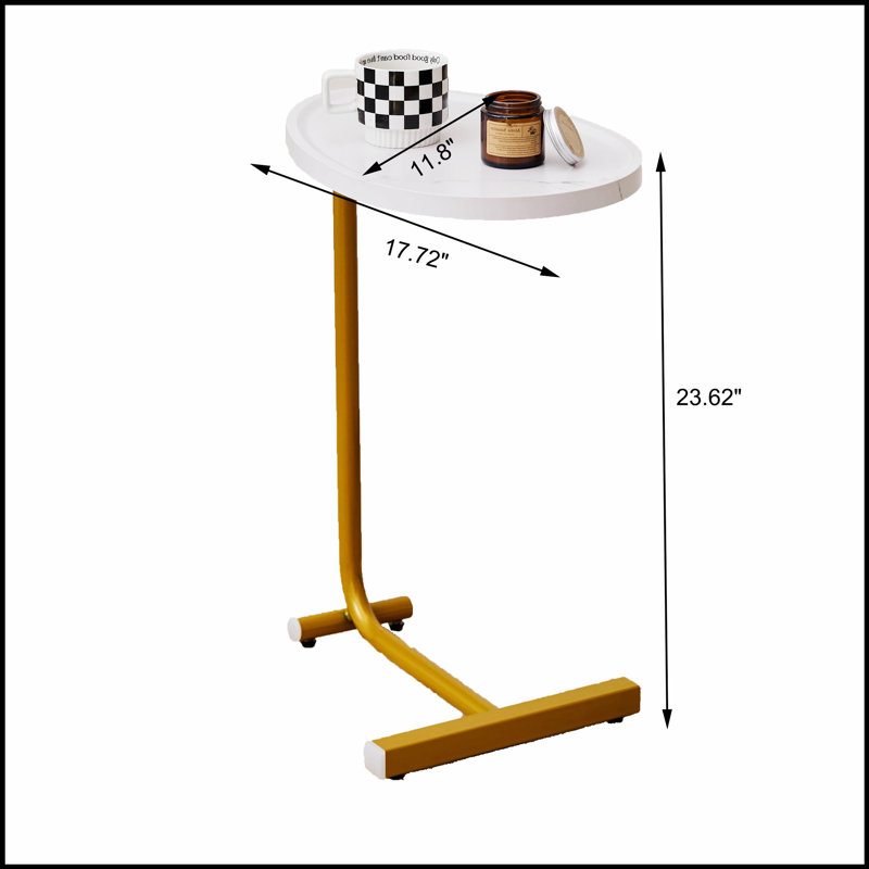 Table d'appoint 2 pièces en forme de C blanche, parfaite pour le canapé et le lit, peu encombrante et élégante