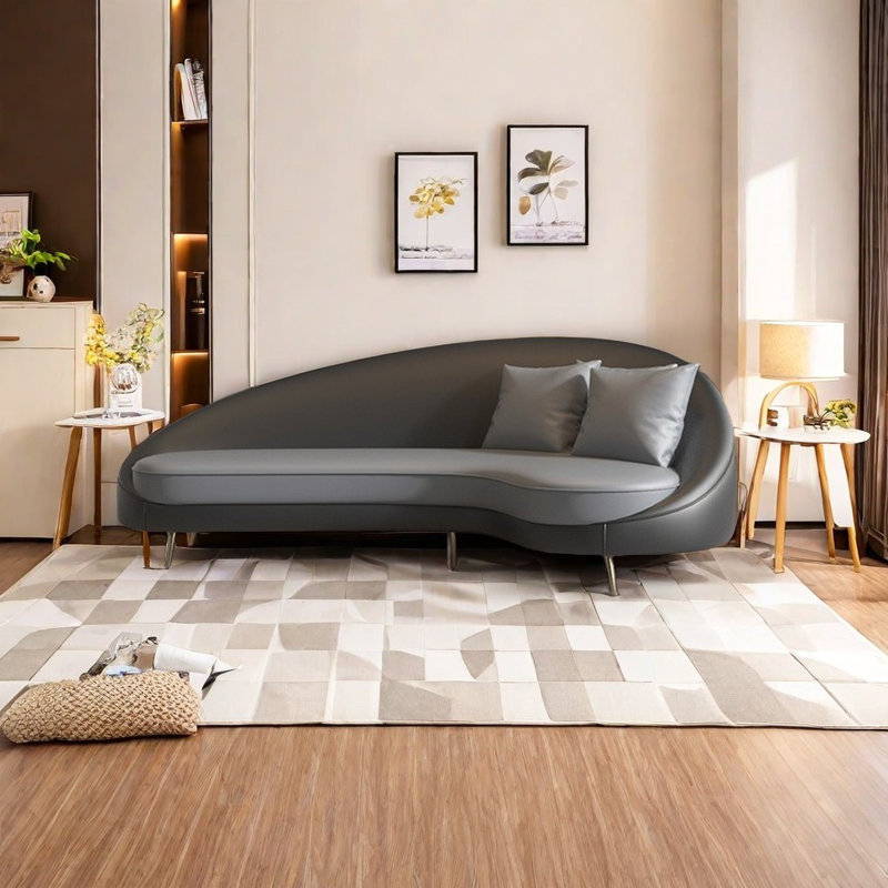 Chaise longue en cuir résistante aux rayures des chats, Gris foncé