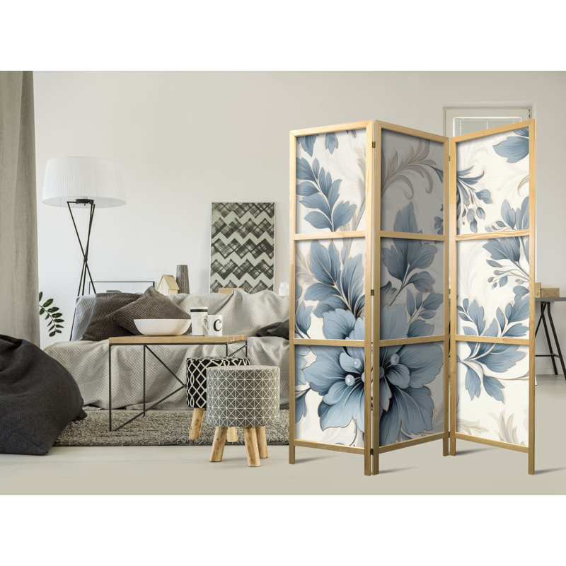 171cm H Solid Wood Folding Room Divider, 171cm H x 135cm W x 1.2cm D, 3