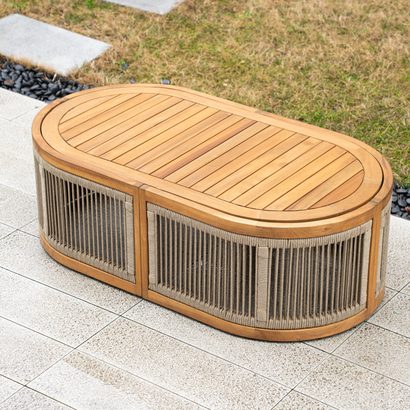 Table basse ovale d'extérieur en acacia