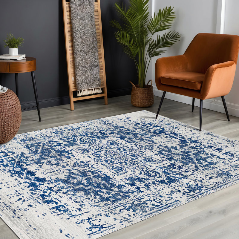 Selen Manitou Dark Blue/Gray Rug, Rectangle 160 x 220cm